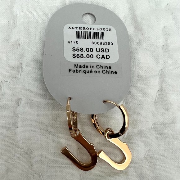 Anthropologie Gothic Monogram Hoop Earrings NWT - Picture 5 of 6